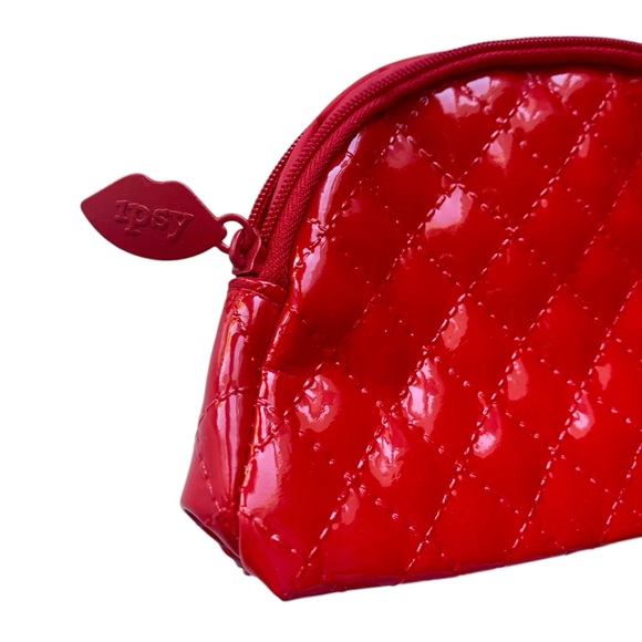 IPSY Red Vinyl Cosmetic Makeup Bag Pouch - Picture 3 of 5